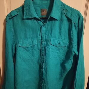 Men's Teal Casual Button Down Shirt